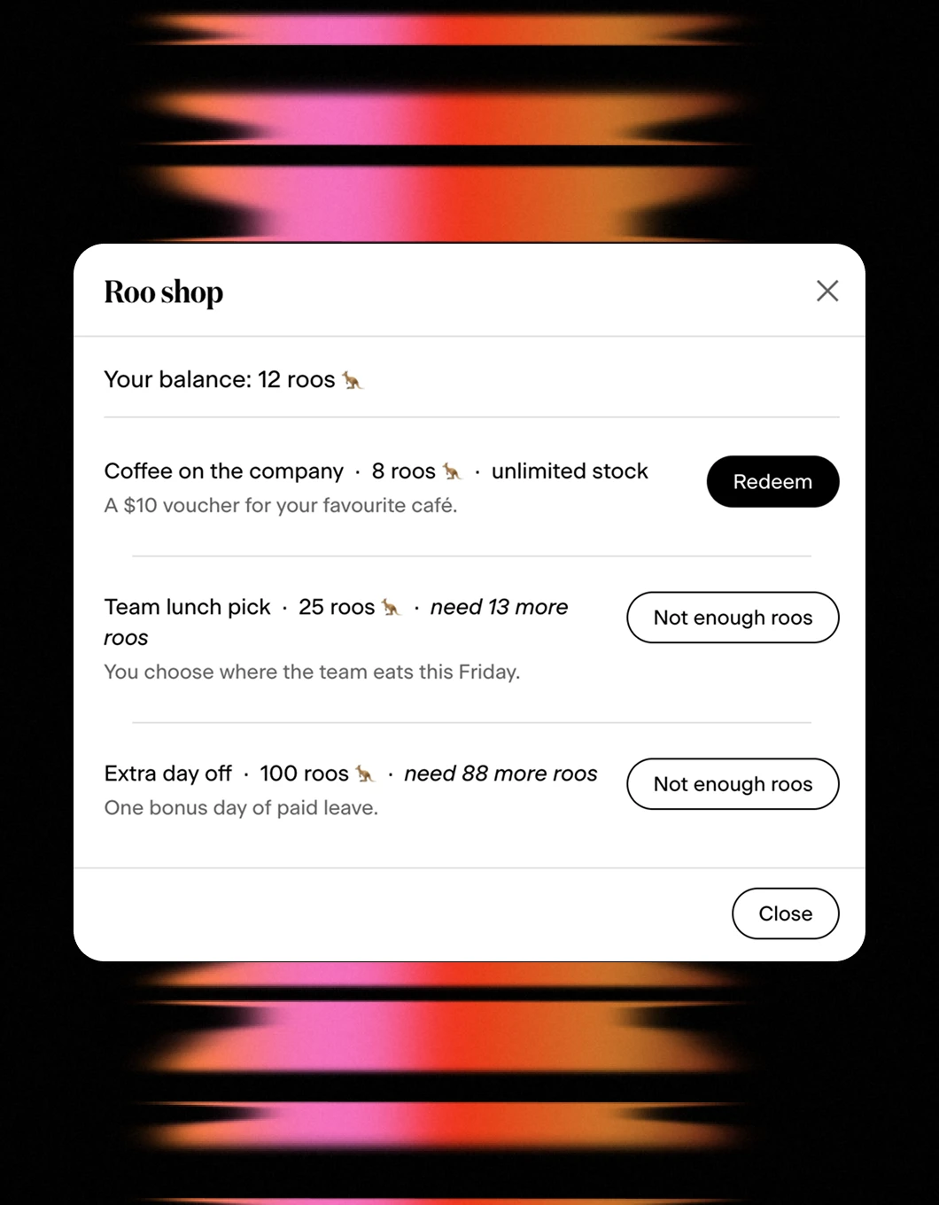 Roo Reward Shop